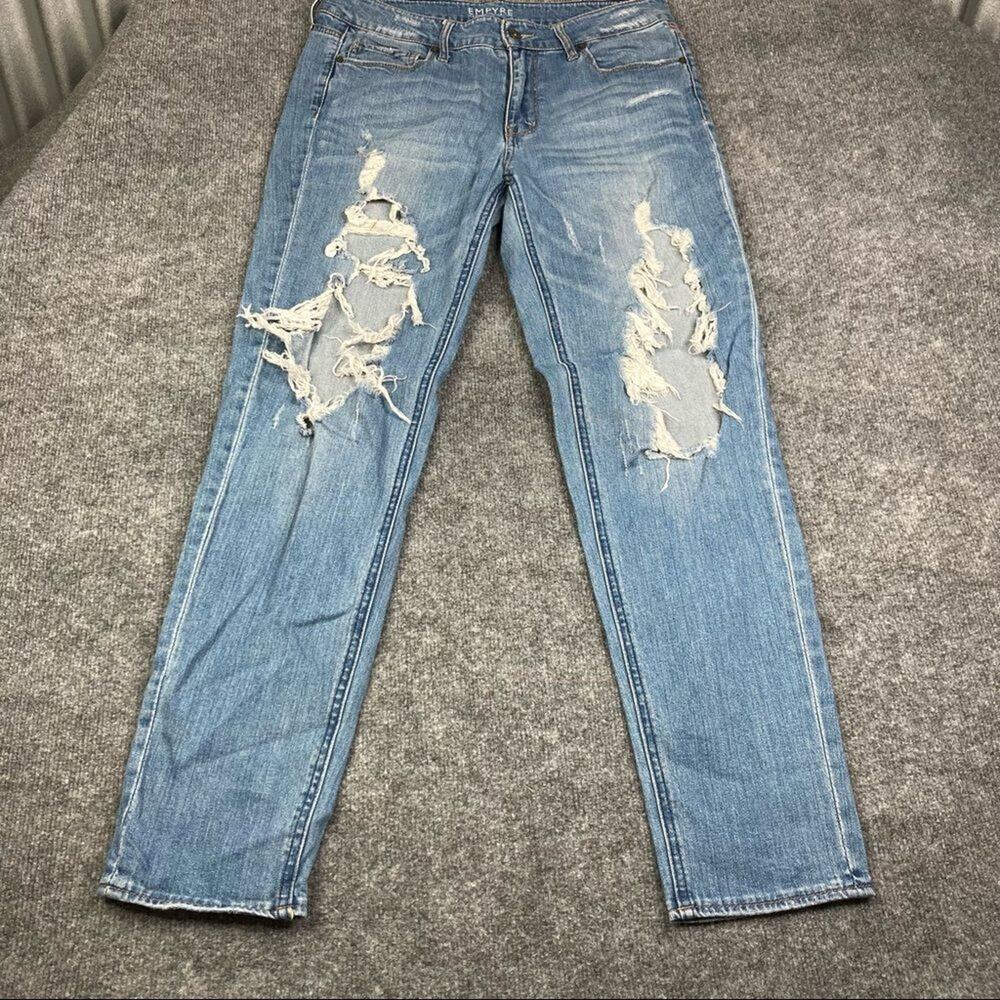 Empyre Jeans Womens Size 6 Blue Easton Boyfriend Distressed Ripped Denim Casual